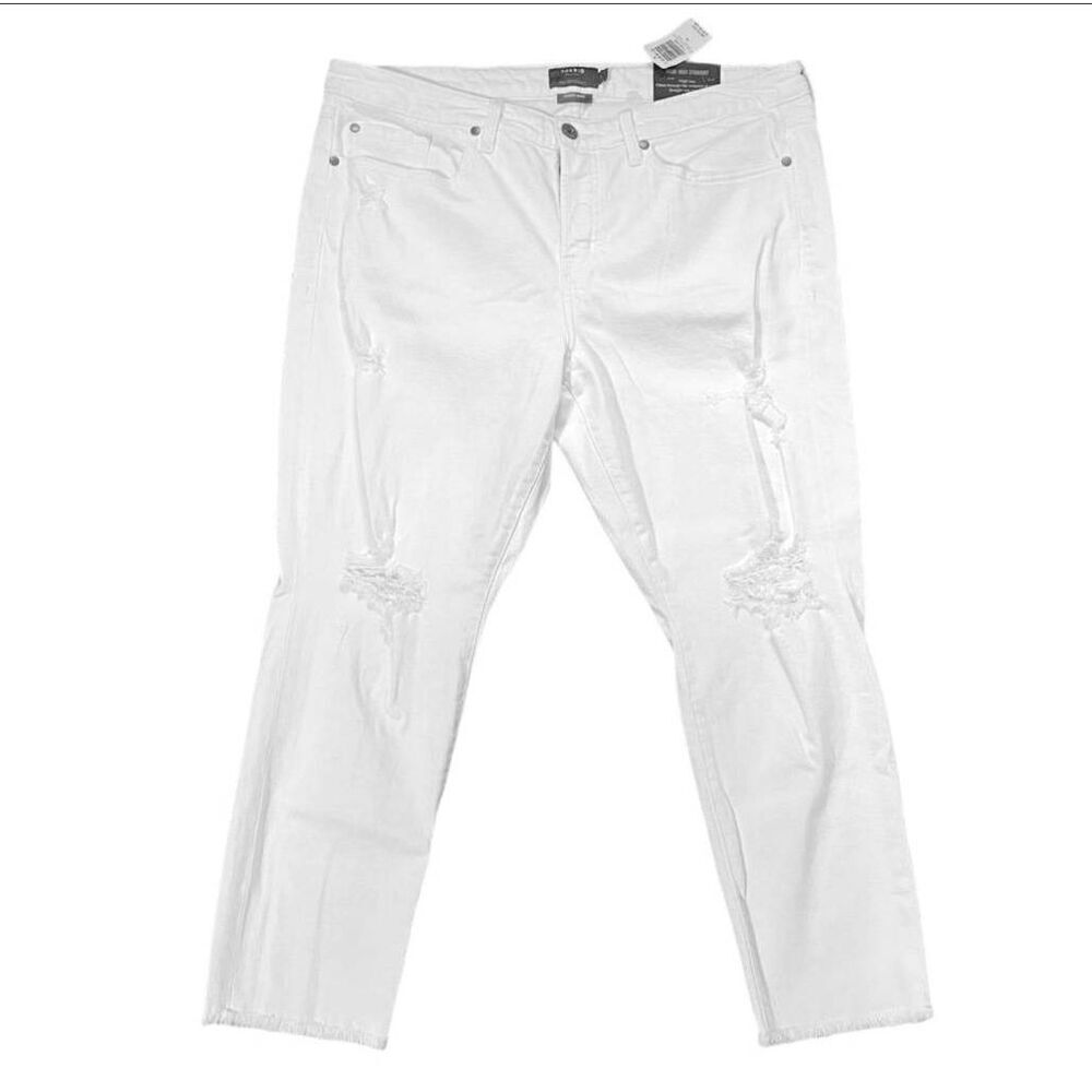 Torrid Straight Jeans Womens 16 White Classic Denim Distressed High-Rise Stretch